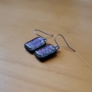 Purple Glitter Dangle Earrings